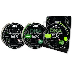 JDB DNA 8X 300yrds braided fishing line spools: Bright Green, Black, and Green for Western Cape anglers