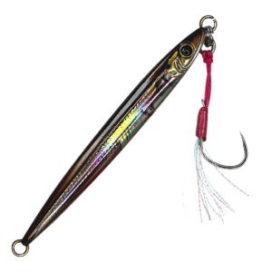 Fishman Stiletto Slow Jig Lure in Glassy color and available in 60g, 80g, or 120g, featuring a sleek, aerodynamic profile for darting and shimmering action.
